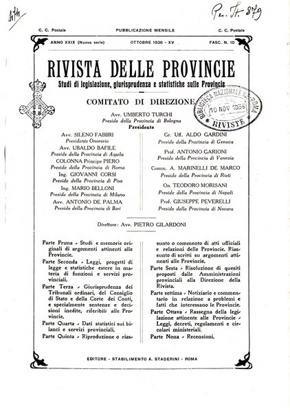 Rivista delle province bollettino dell'Unione delle province d'Italia