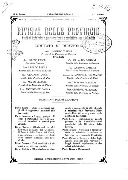 Rivista delle province bollettino dell'Unione delle province d'Italia