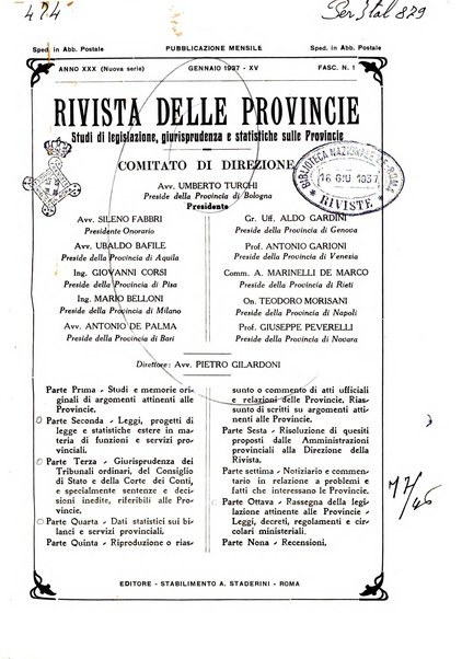 Rivista delle province bollettino dell'Unione delle province d'Italia