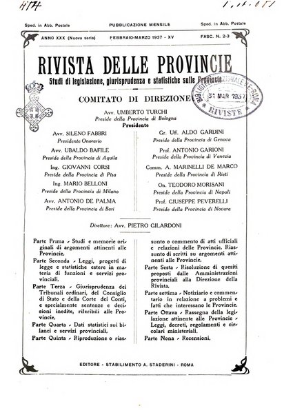 Rivista delle province bollettino dell'Unione delle province d'Italia