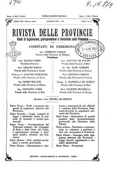 Rivista delle province bollettino dell'Unione delle province d'Italia