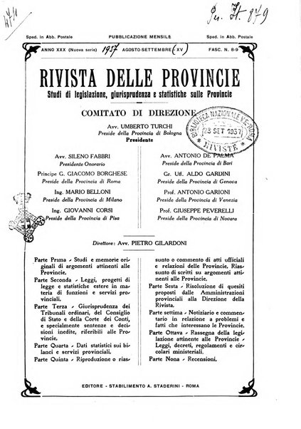 Rivista delle province bollettino dell'Unione delle province d'Italia