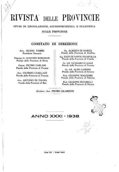 Rivista delle province bollettino dell'Unione delle province d'Italia