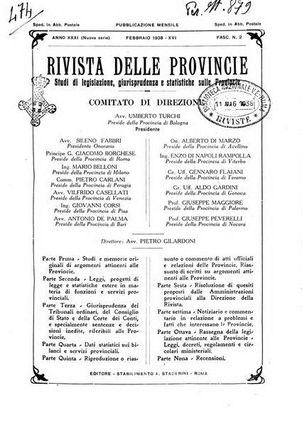 Rivista delle province bollettino dell'Unione delle province d'Italia