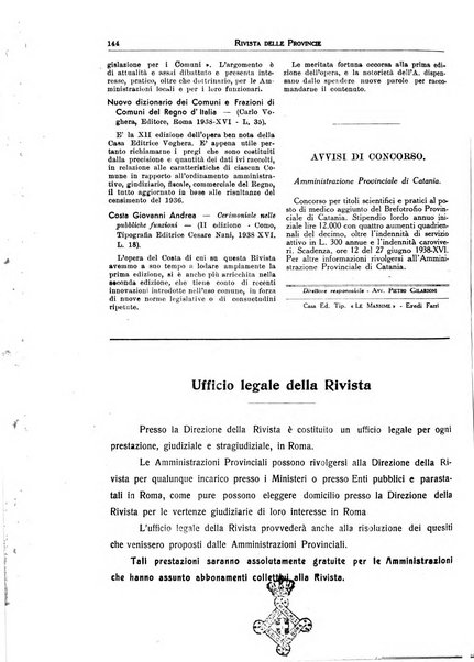 Rivista delle province bollettino dell'Unione delle province d'Italia