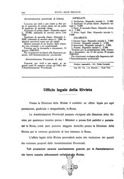 Rivista delle province bollettino dell'Unione delle province d'Italia