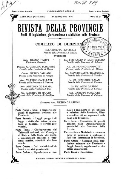 Rivista delle province bollettino dell'Unione delle province d'Italia