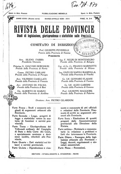 Rivista delle province bollettino dell'Unione delle province d'Italia