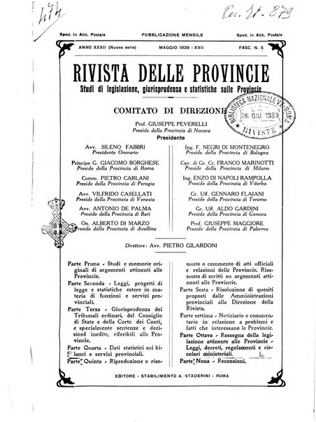 Rivista delle province bollettino dell'Unione delle province d'Italia