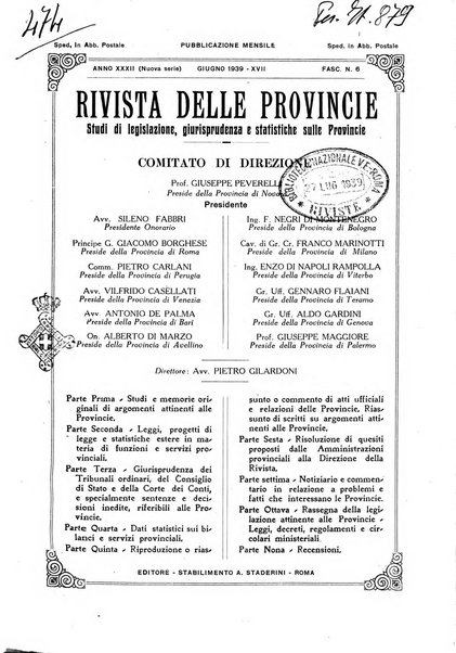 Rivista delle province bollettino dell'Unione delle province d'Italia