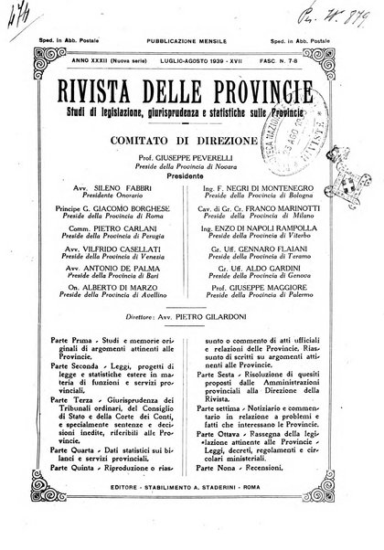 Rivista delle province bollettino dell'Unione delle province d'Italia