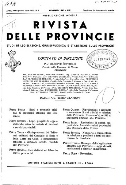 Rivista delle province bollettino dell'Unione delle province d'Italia