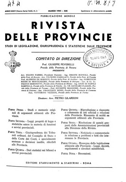 Rivista delle province bollettino dell'Unione delle province d'Italia