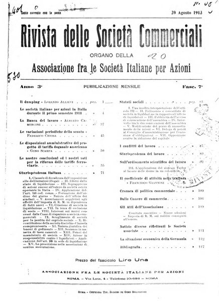 Rivista delle società commerciali organo della Associazione fra le società italiane per azioni