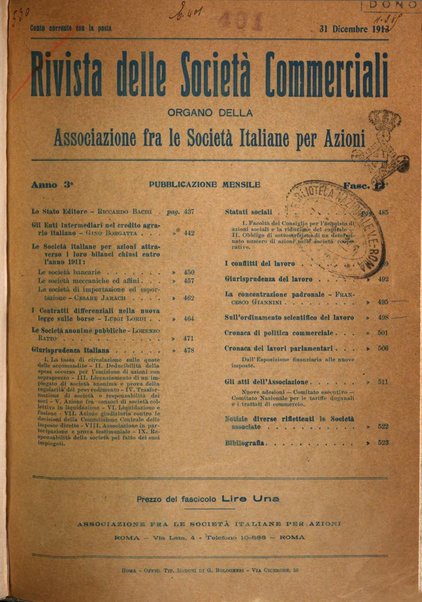 Rivista delle società commerciali organo della Associazione fra le società italiane per azioni