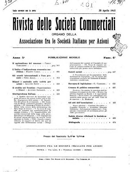 Rivista delle società commerciali organo della Associazione fra le società italiane per azioni