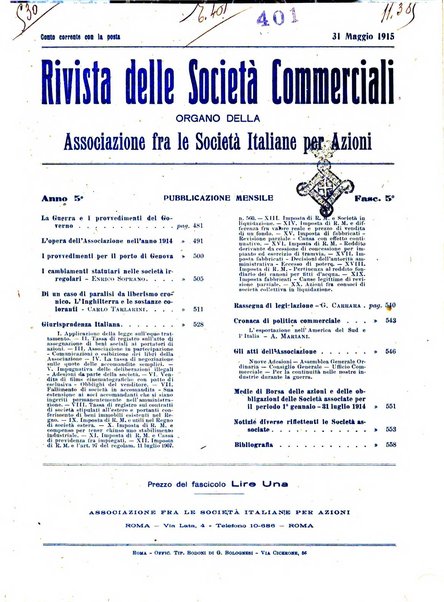 Rivista delle società commerciali organo della Associazione fra le società italiane per azioni