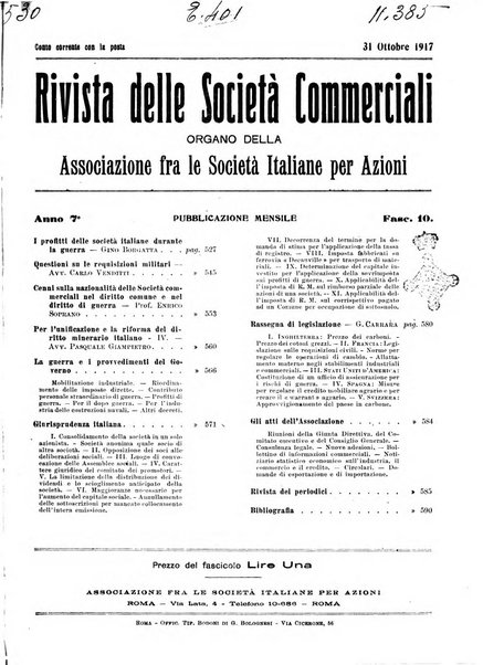 Rivista delle società commerciali organo della Associazione fra le società italiane per azioni