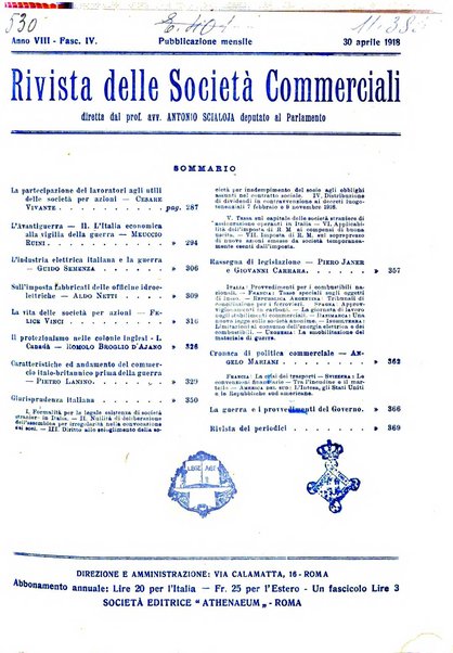 Rivista delle società commerciali organo della Associazione fra le società italiane per azioni