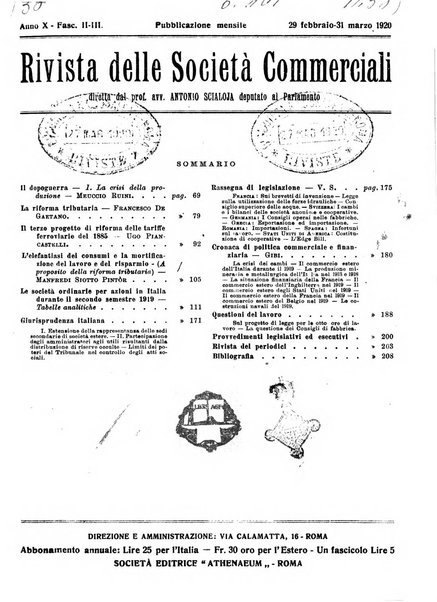 Rivista delle società commerciali organo della Associazione fra le società italiane per azioni