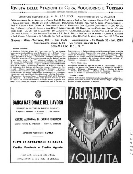 Rivista delle stazioni di cura soggiorno e turismo organo della Federazione fascista esercenti industria idrotermale