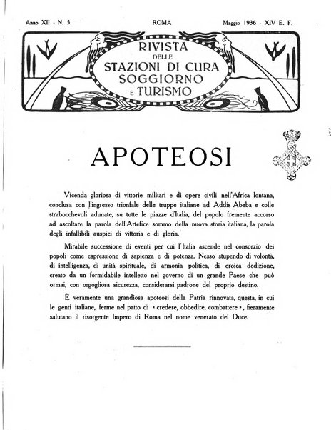 Rivista delle stazioni di cura soggiorno e turismo organo della Federazione fascista esercenti industria idrotermale