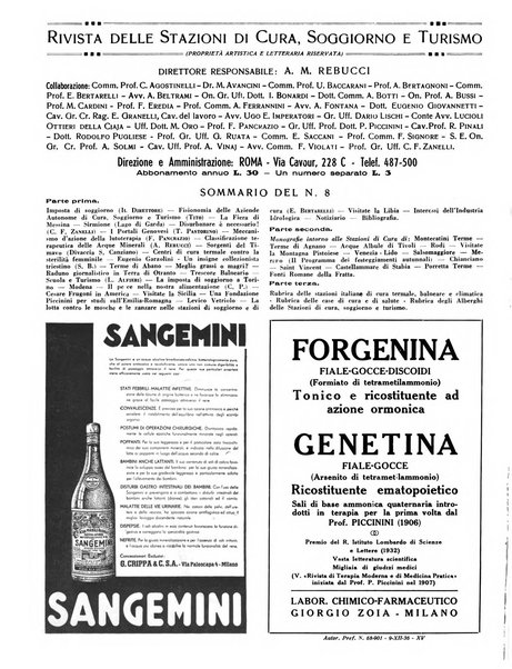 Rivista delle stazioni di cura soggiorno e turismo organo della Federazione fascista esercenti industria idrotermale