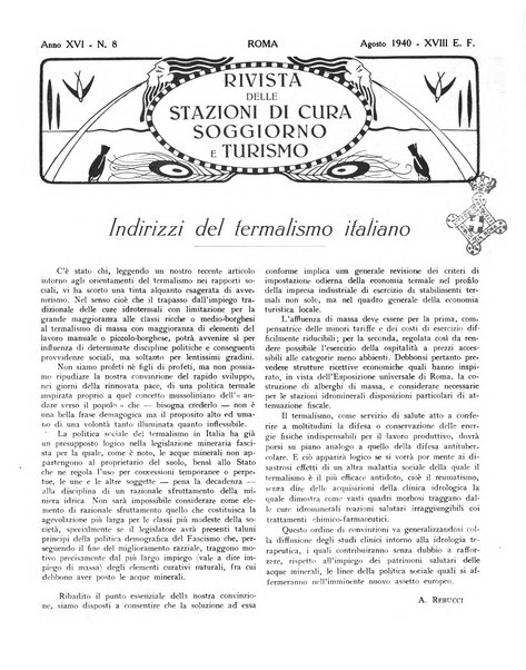 Rivista delle stazioni di cura soggiorno e turismo organo della Federazione fascista esercenti industria idrotermale