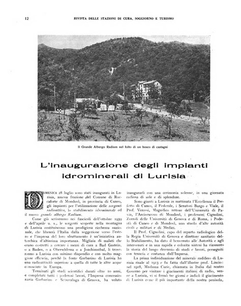 Rivista delle stazioni di cura soggiorno e turismo organo della Federazione fascista esercenti industria idrotermale