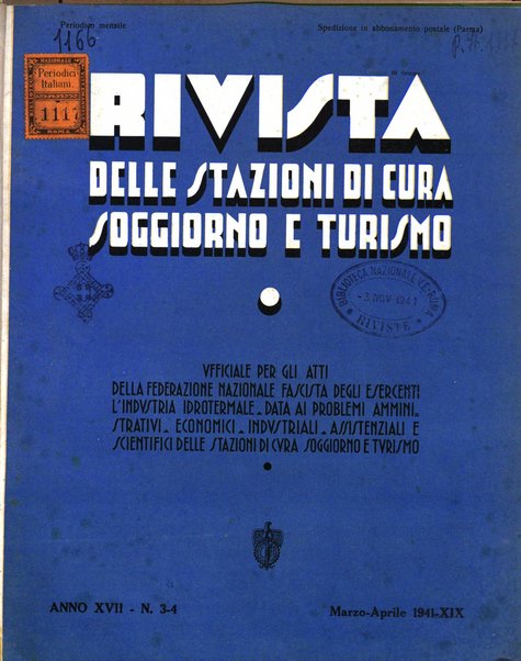 Rivista delle stazioni di cura soggiorno e turismo organo della Federazione fascista esercenti industria idrotermale