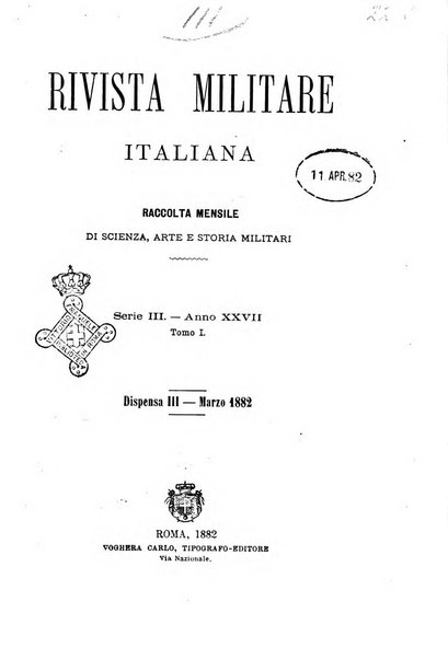 Rivista militare italiana raccolta mensile di scienze, arte e storia militare dell'esercito italiano