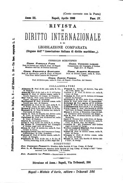 Rivista di diritto internazionale e di legislazione comparata