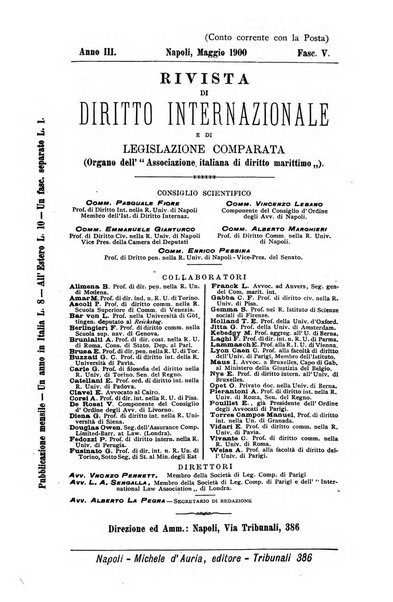 Rivista di diritto internazionale e di legislazione comparata