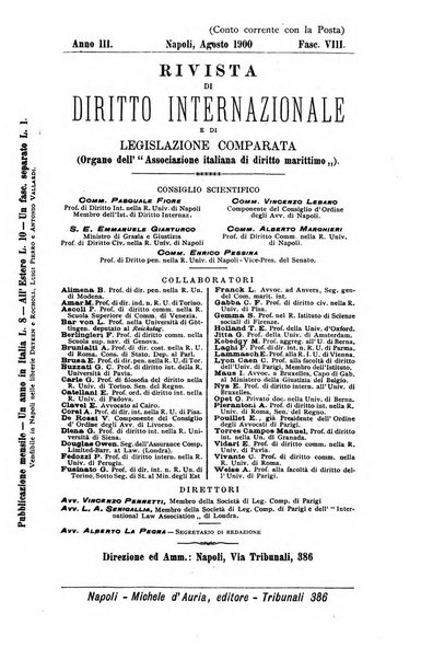 Rivista di diritto internazionale e di legislazione comparata