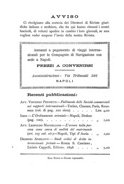 Rivista di diritto internazionale e di legislazione comparata