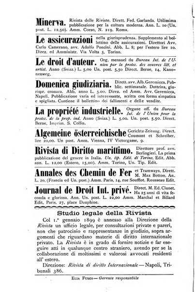 Rivista di diritto internazionale e di legislazione comparata