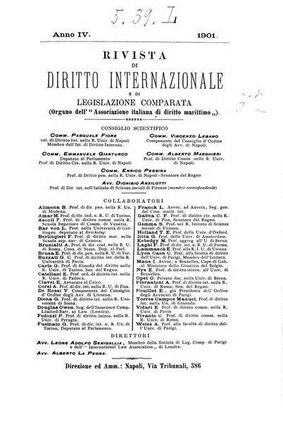 Rivista di diritto internazionale e di legislazione comparata