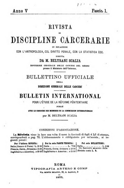 Rivista di discipline carcerarie in relazione con l'antropologia, col diritto penale, con la statistica