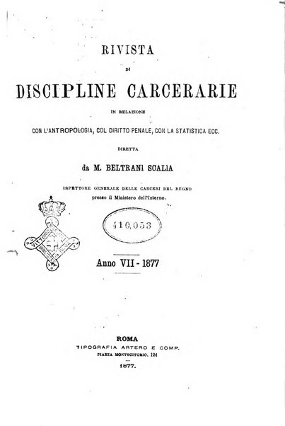 Rivista di discipline carcerarie in relazione con l'antropologia, col diritto penale, con la statistica