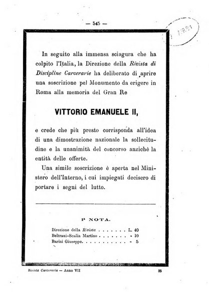 Rivista di discipline carcerarie in relazione con l'antropologia, col diritto penale, con la statistica