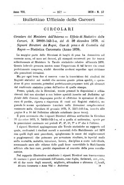 Rivista di discipline carcerarie in relazione con l'antropologia, col diritto penale, con la statistica