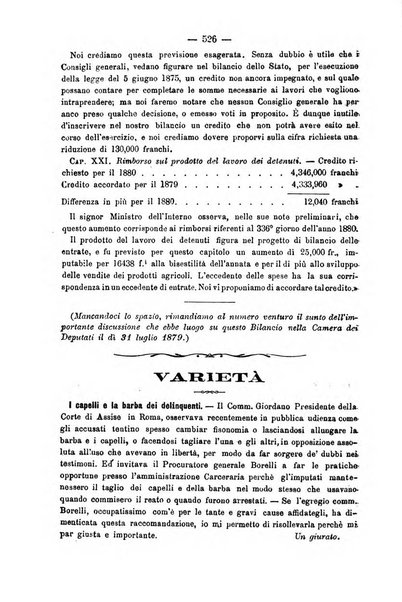 Rivista di discipline carcerarie in relazione con l'antropologia, col diritto penale, con la statistica