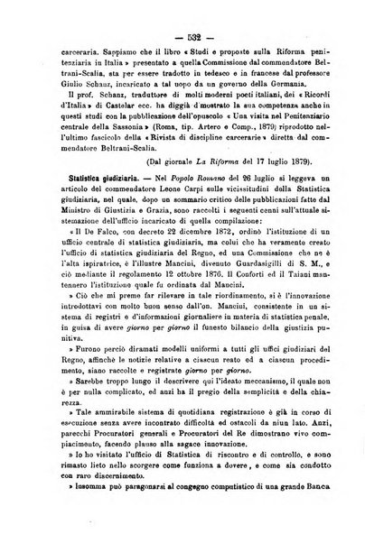 Rivista di discipline carcerarie in relazione con l'antropologia, col diritto penale, con la statistica