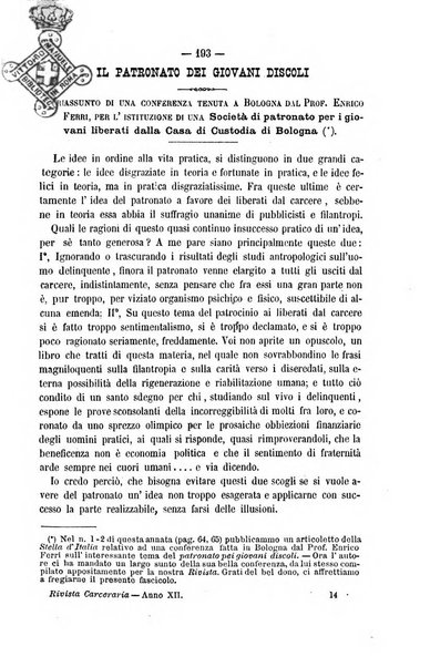 Rivista di discipline carcerarie in relazione con l'antropologia, col diritto penale, con la statistica