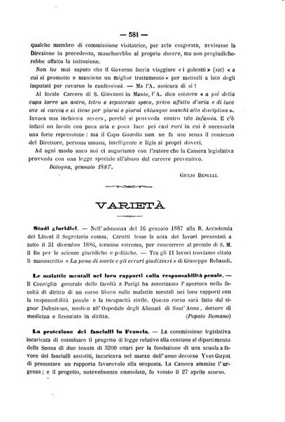 Rivista di discipline carcerarie in relazione con l'antropologia, col diritto penale, con la statistica