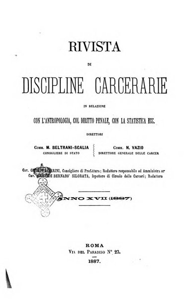 Rivista di discipline carcerarie in relazione con l'antropologia, col diritto penale, con la statistica