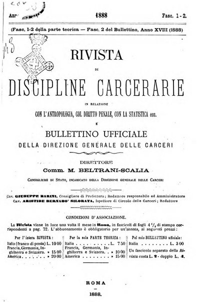 Rivista di discipline carcerarie in relazione con l'antropologia, col diritto penale, con la statistica