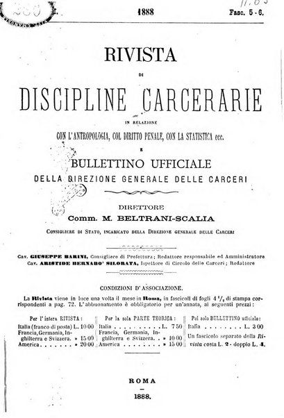 Rivista di discipline carcerarie in relazione con l'antropologia, col diritto penale, con la statistica