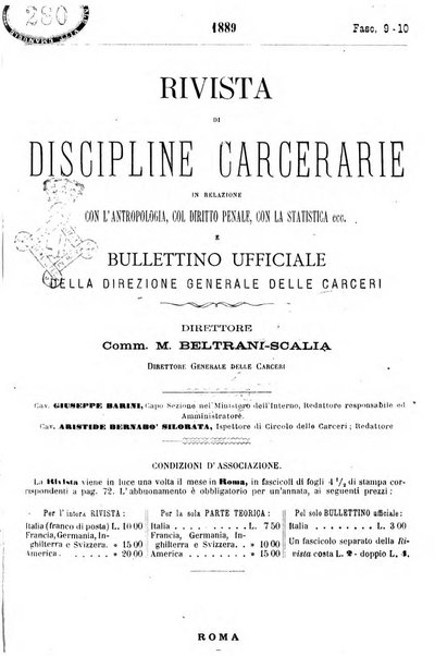 Rivista di discipline carcerarie in relazione con l'antropologia, col diritto penale, con la statistica