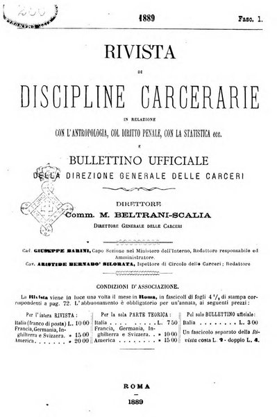 Rivista di discipline carcerarie in relazione con l'antropologia, col diritto penale, con la statistica